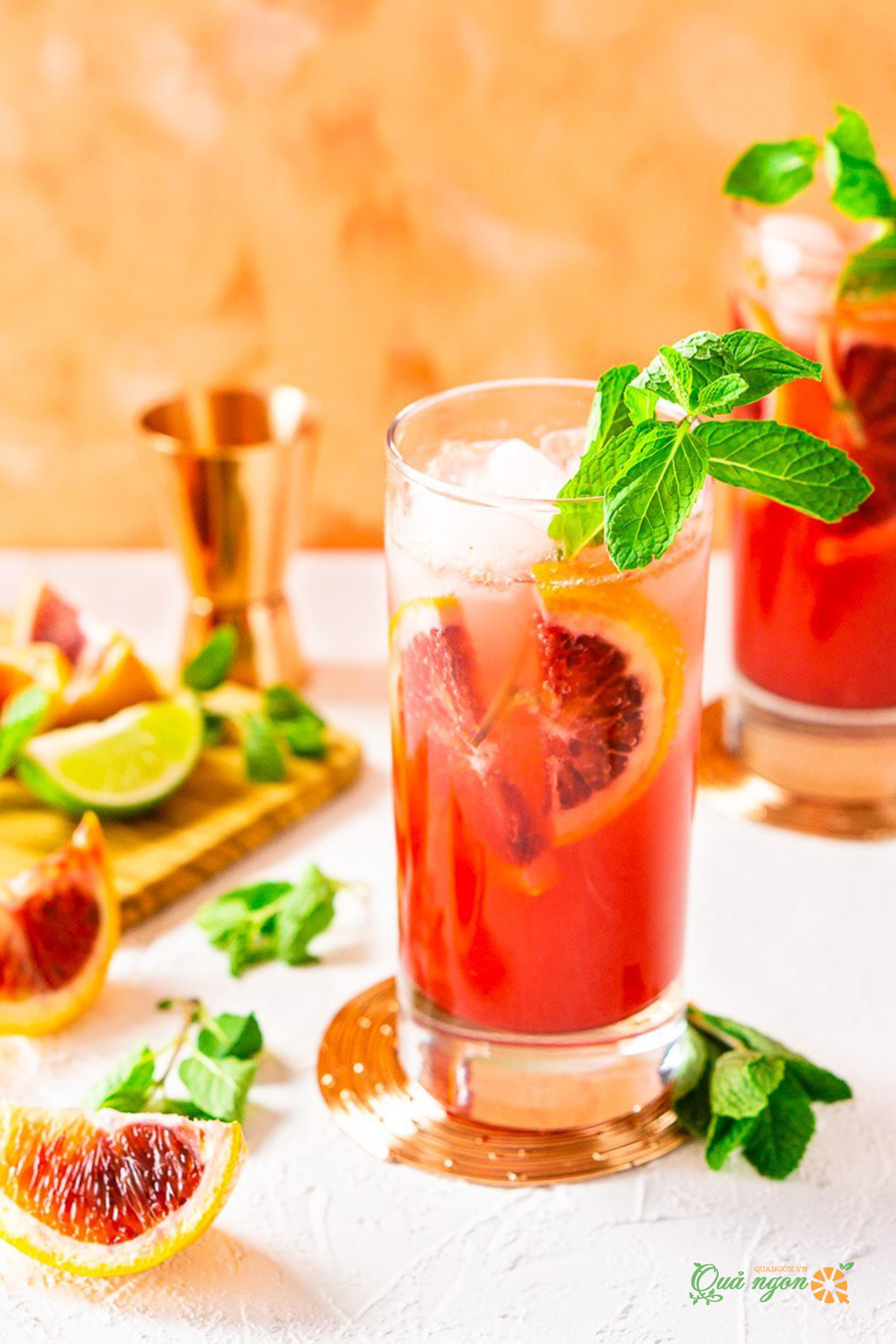 Cách làm Mojito cam đỏ không cồn