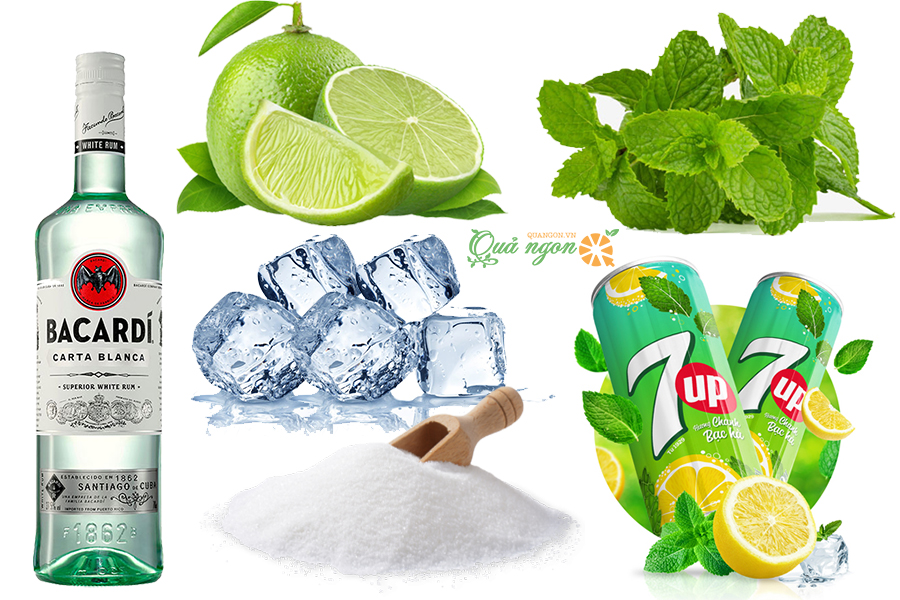 Chuẩn bị nguyên liệu làm mojito chanh