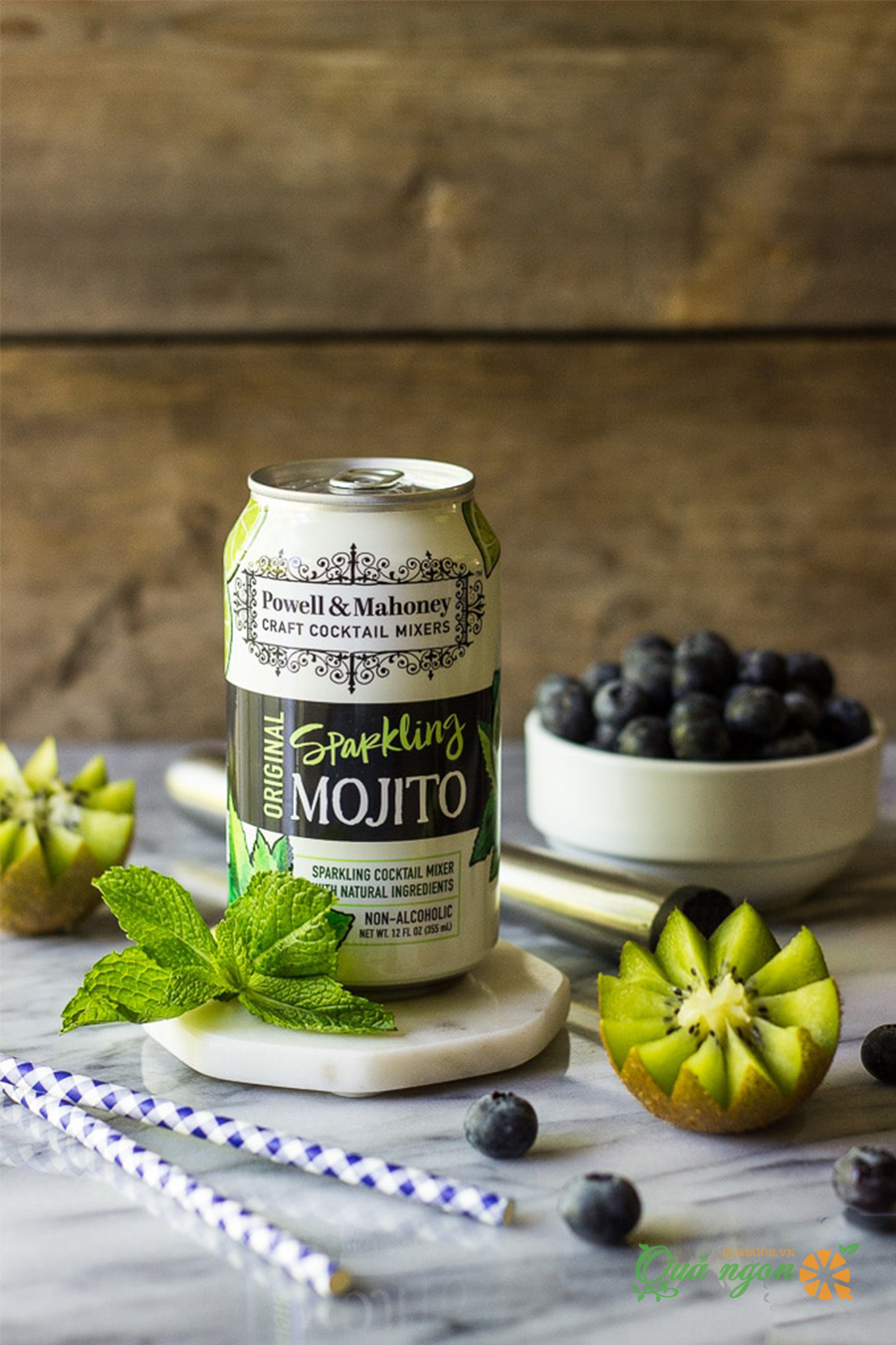 Cocktail kiwi việt quất với nước soda Sparkling Mojito