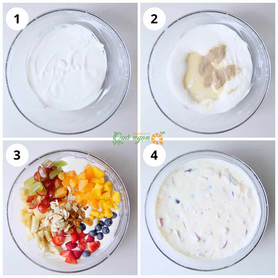Cách làm salad trái cây Ấn Độ với sữa đặc và kem