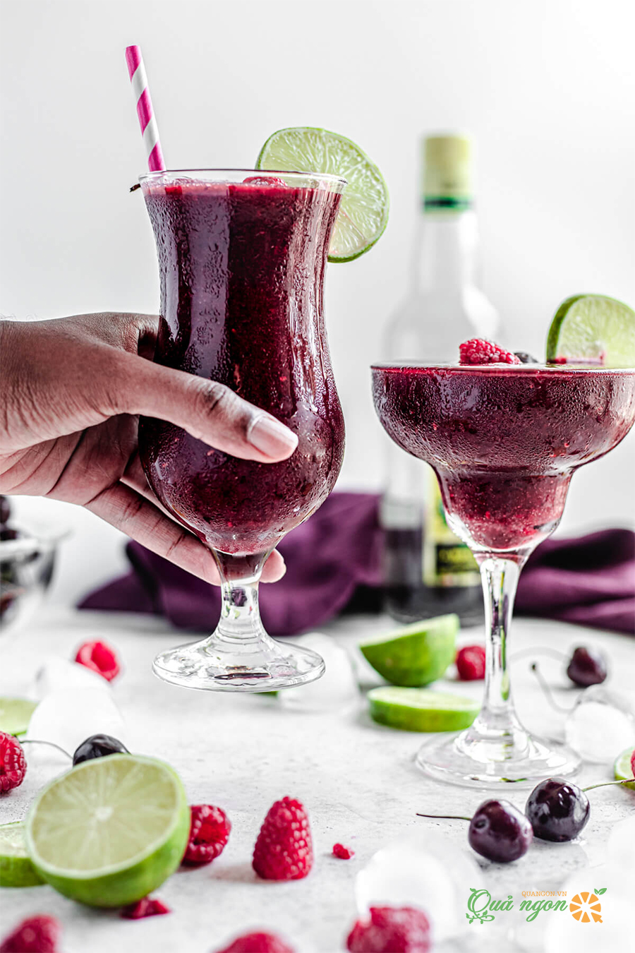 Công thức Cocktail Daiquiri từ cherry và mâm xôi đông lạnh