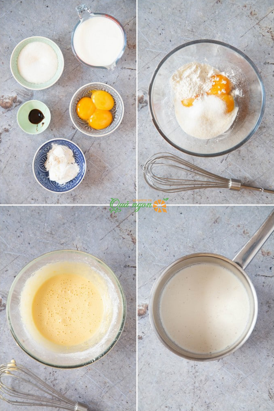 Đánh lòng đỏ trứng, đường và bột bằng máy đánh trứng