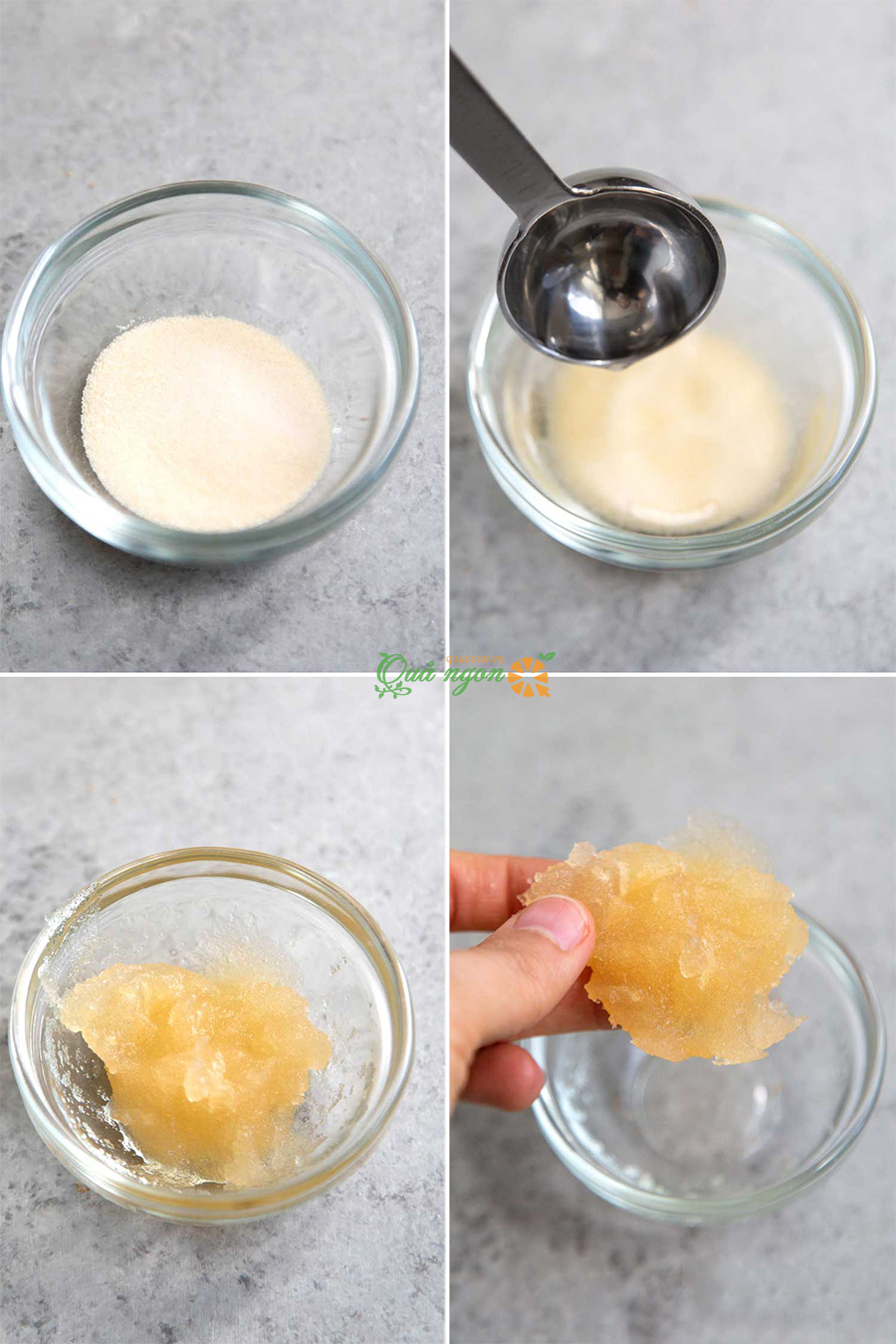 trộn bột gelatin với 1 thìa nước