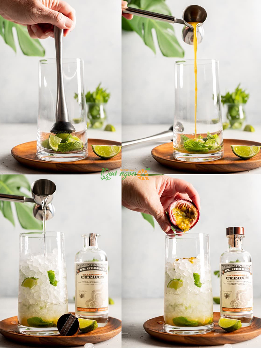 cách pha chế Cocktail Vodka Soda Chanh dây