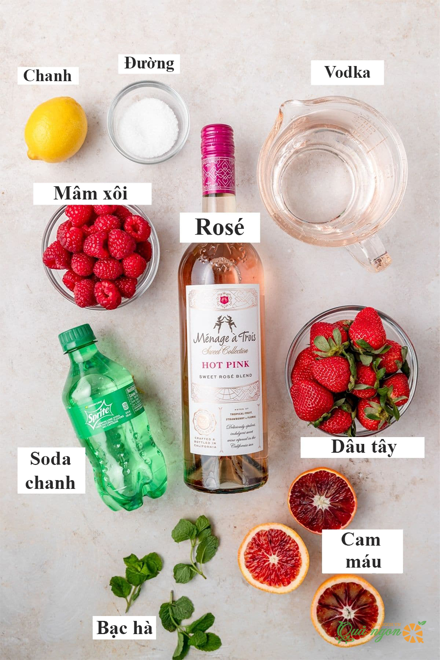Công thức Sangria hồng với rượu vang Rosé